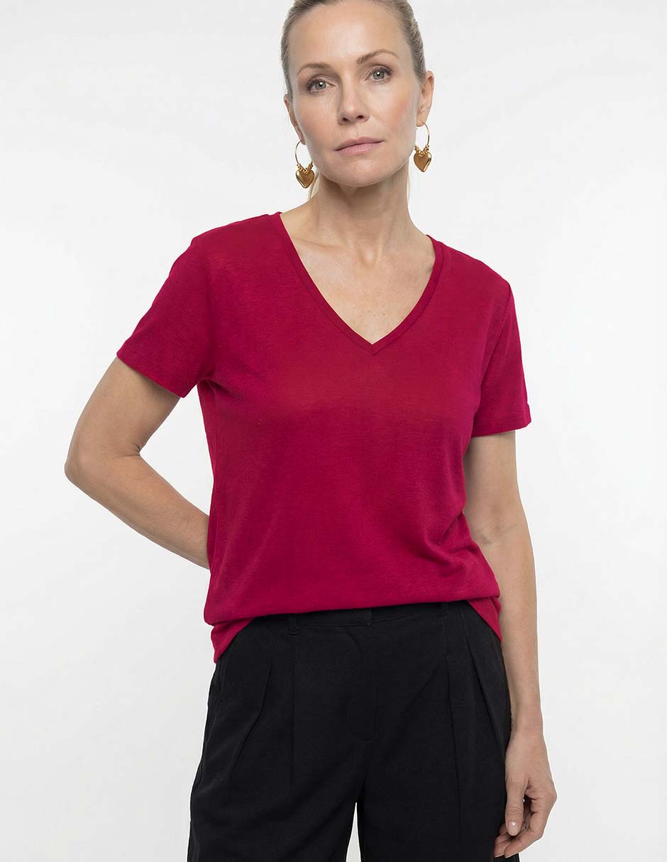 Playera manga corta Lieb cuello v para mujer