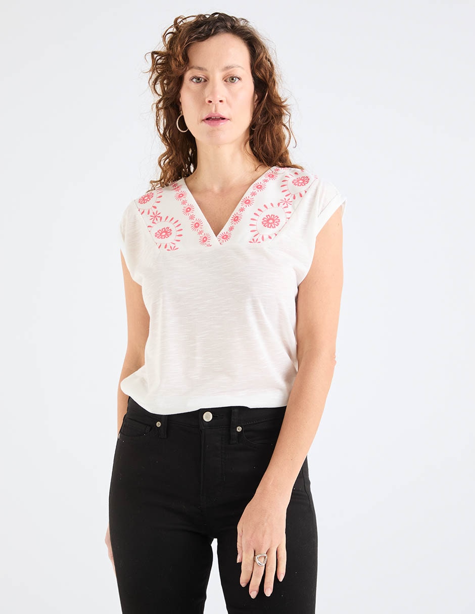 Playera cuello v mujer