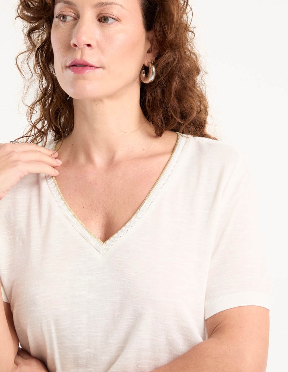 Playera manga corta Lieb cuello v para mujer