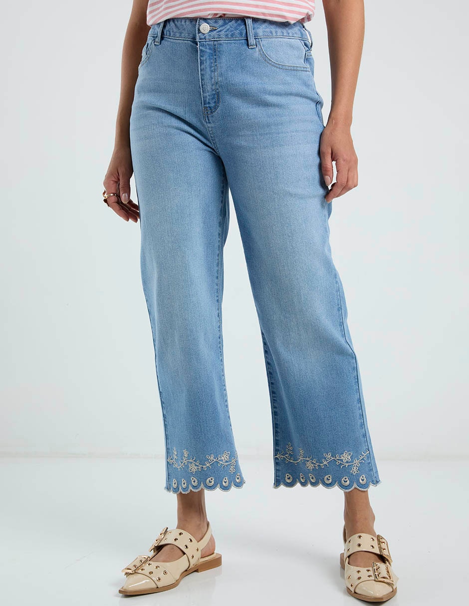 Jeans straight cintura media para mujer 1