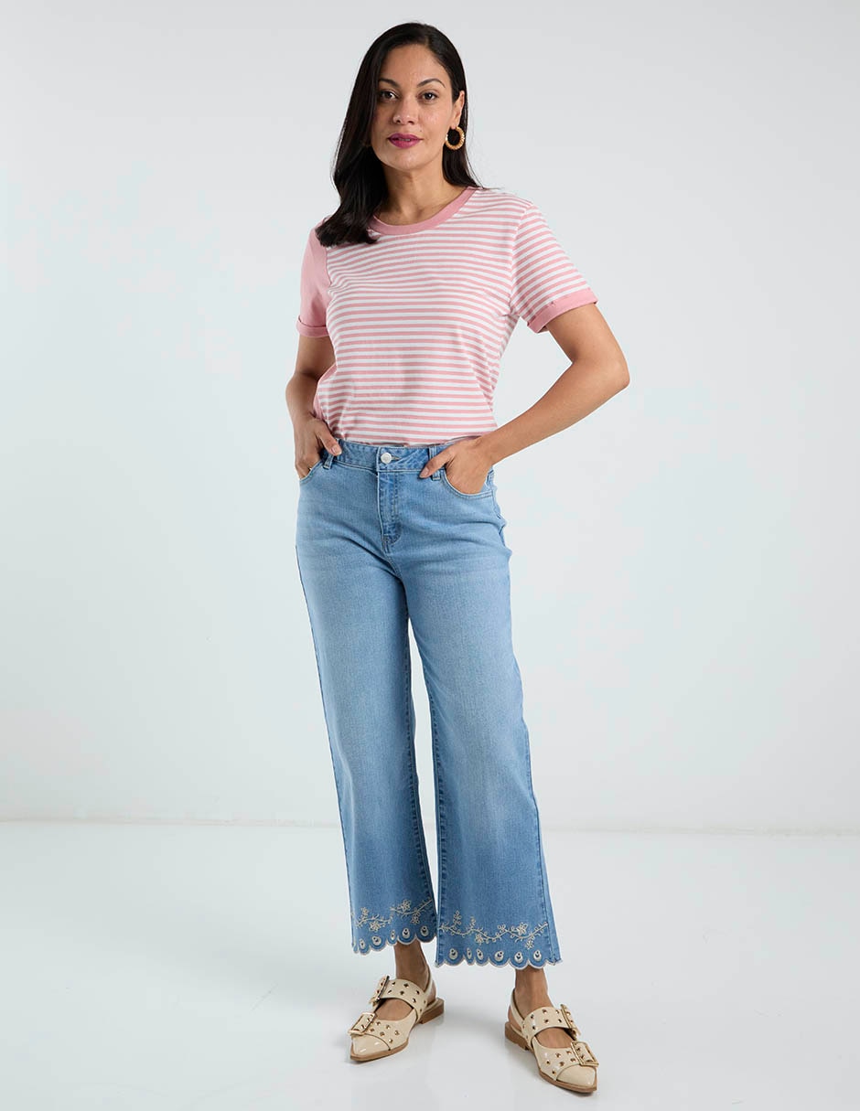 Jeans straight cintura media para mujer 6