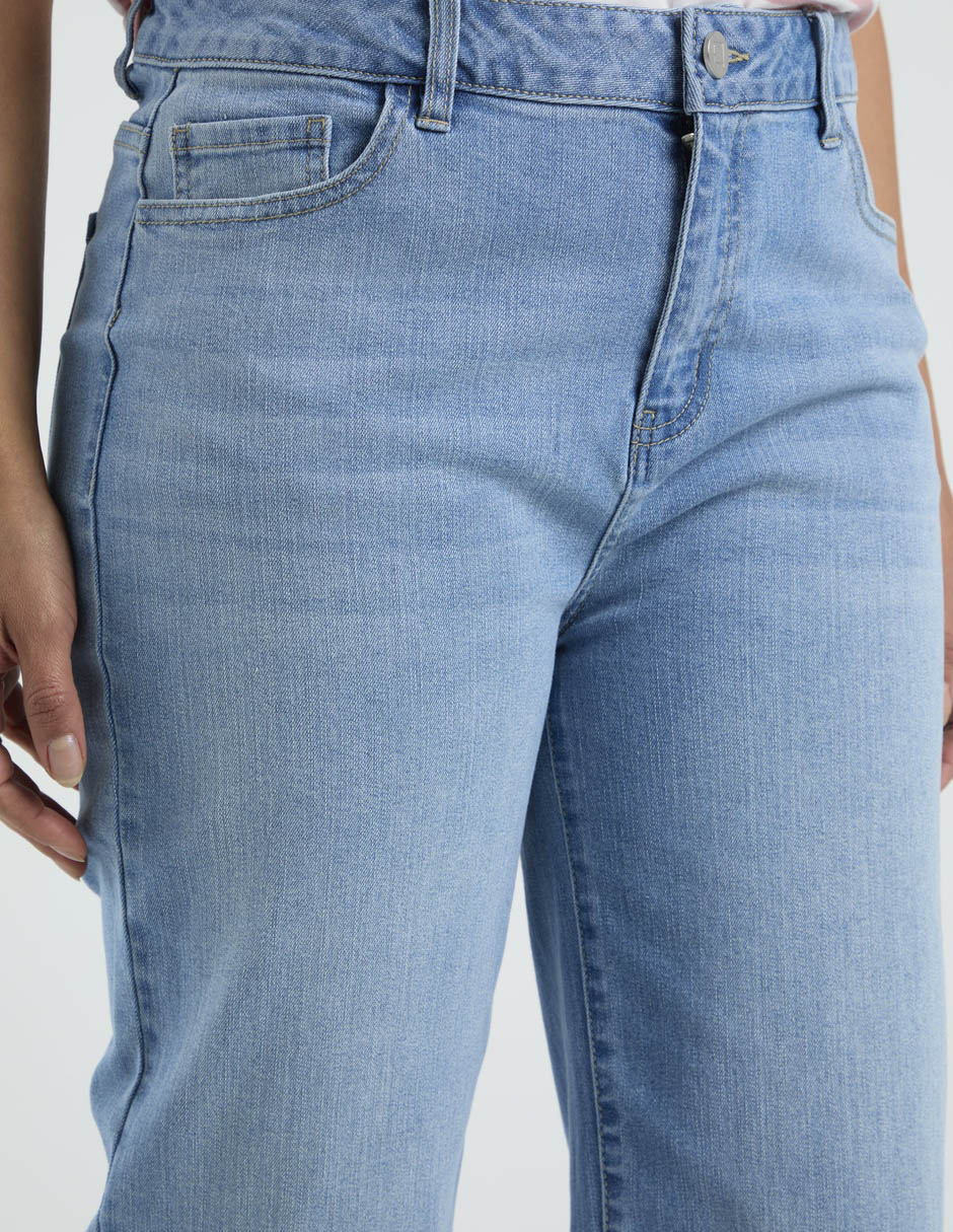 Jeans straight cintura media para mujer 7