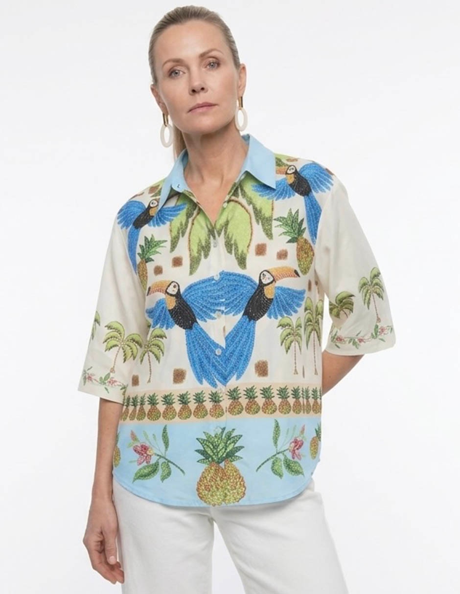 Blusa camisera manga 3/4 para mujer 1