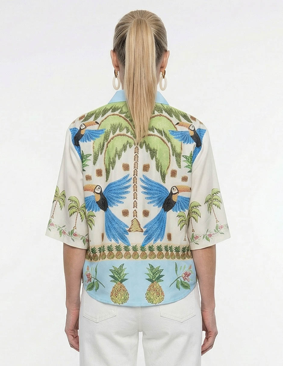 Blusa camisera manga 3/4 para mujer 8