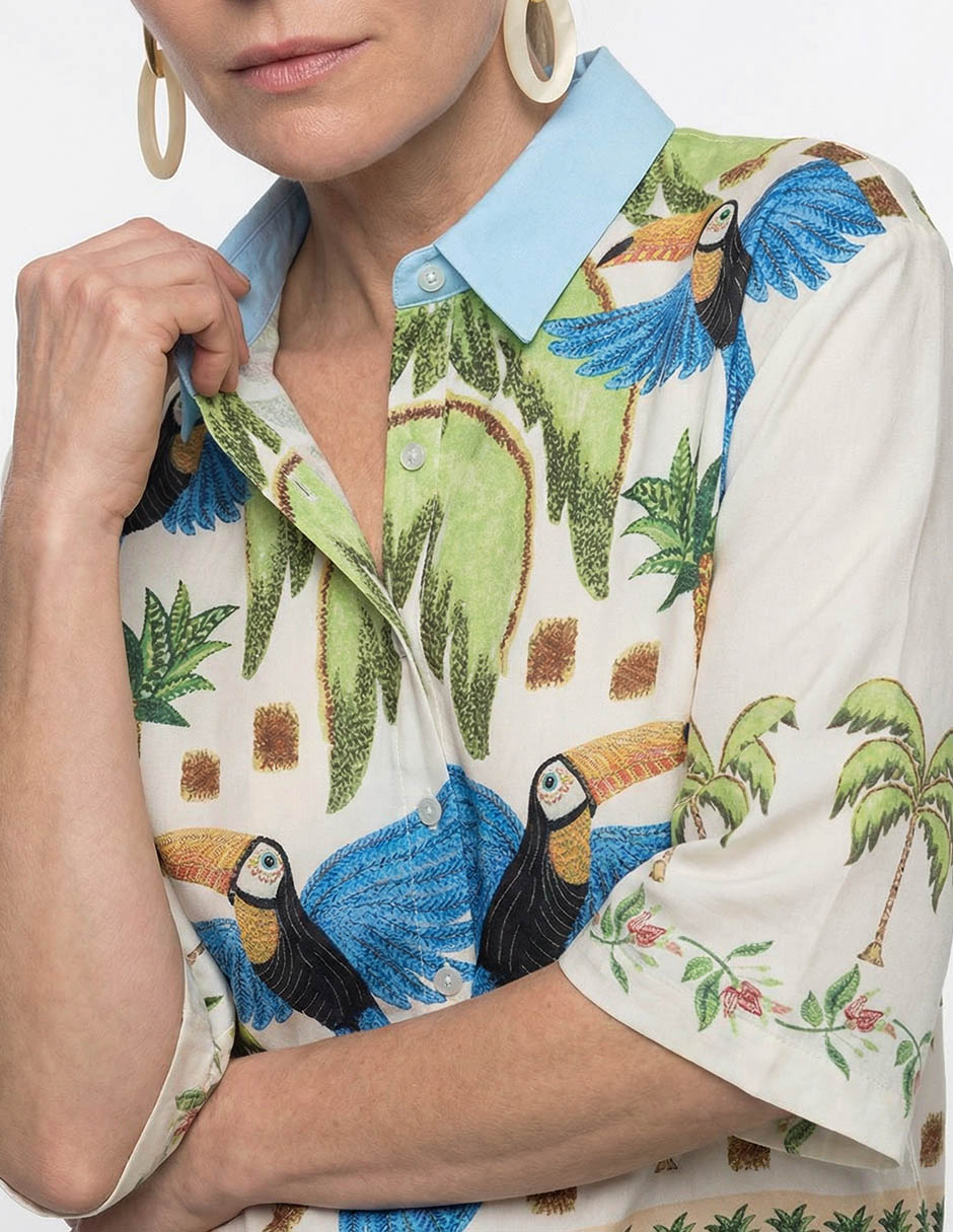 Blusa camisera manga 3/4 para mujer 10