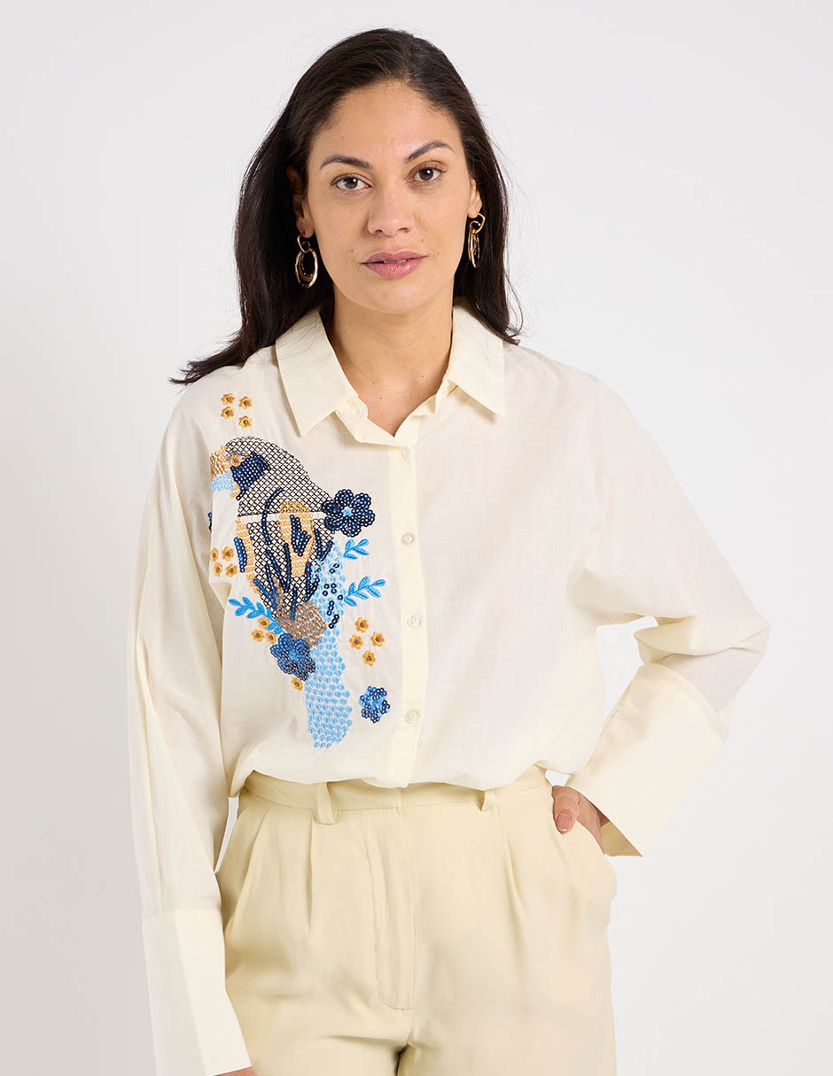 Blusa camisera manga larga para mujer Blusa camisera manga larga para mujer