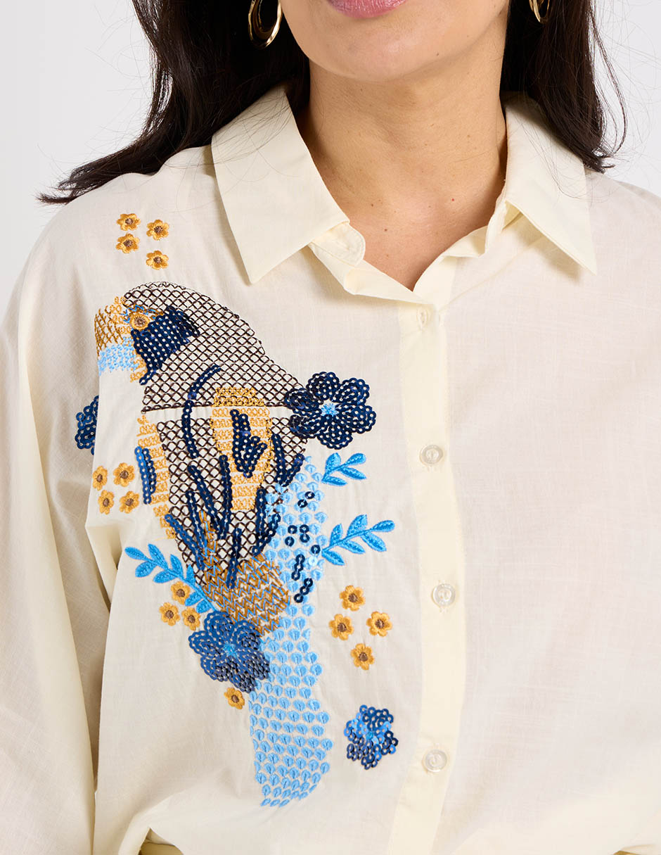 Blusa camisera Lieb manga larga para mujer