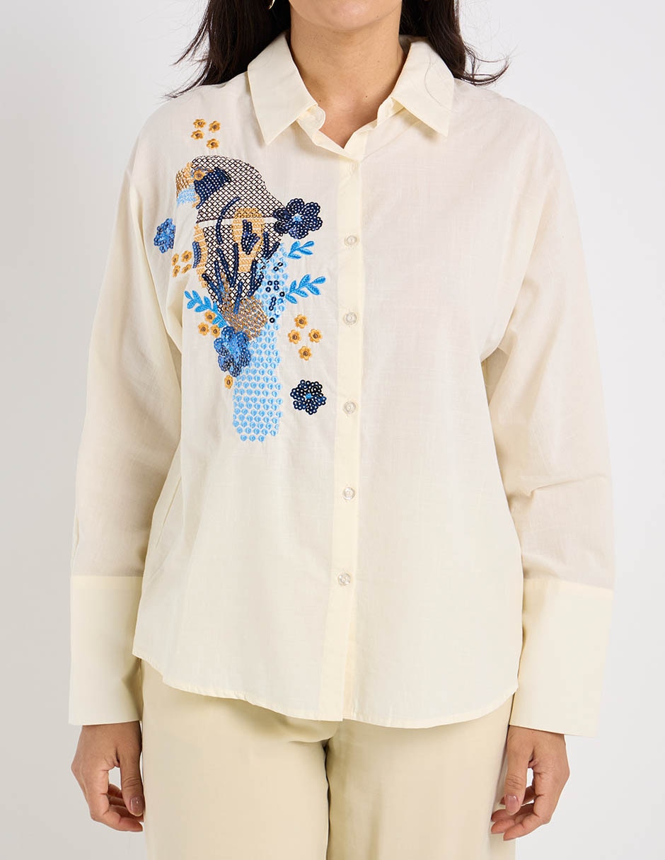 Blusa camisera Lieb manga larga para mujer