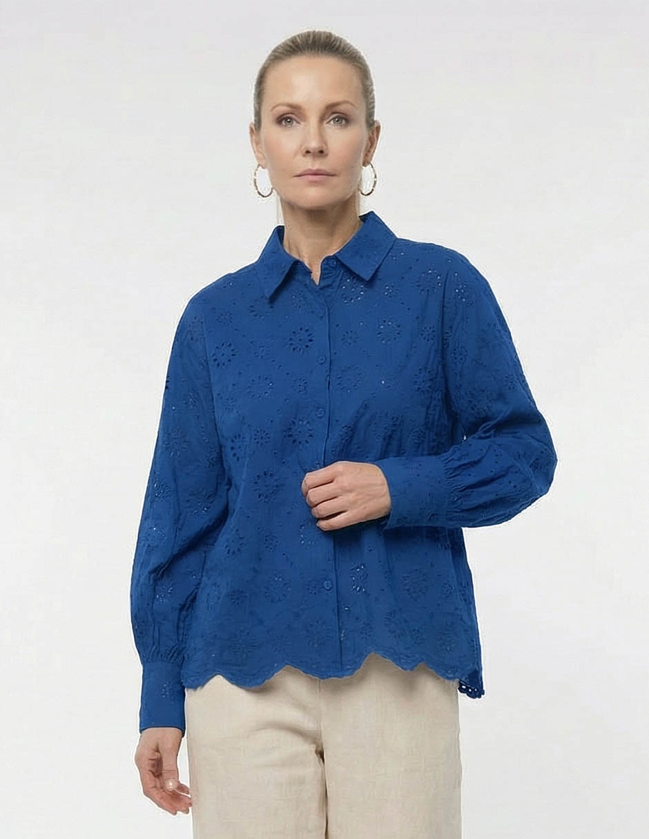 Blusa camisera manga larga para mujer