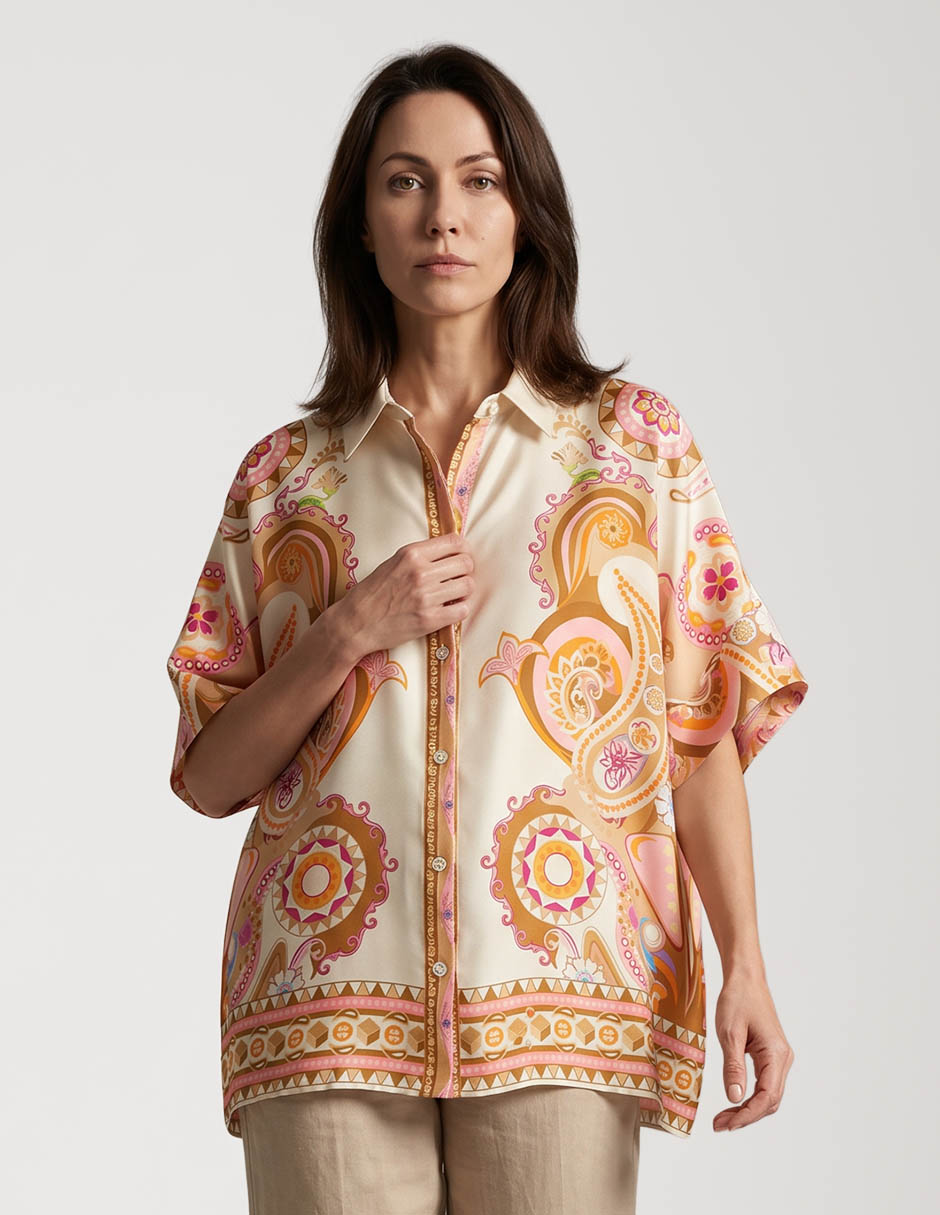 Blusa manga al codo para mujer