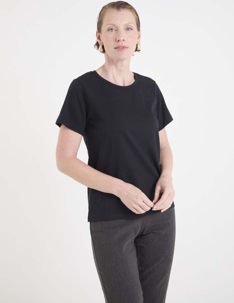 Playera manga corta Basics cuello redondo para mujer