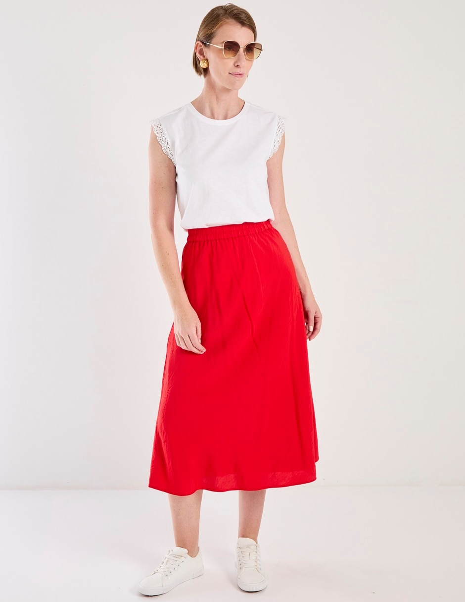 Falda midi Basics a la cintura 3