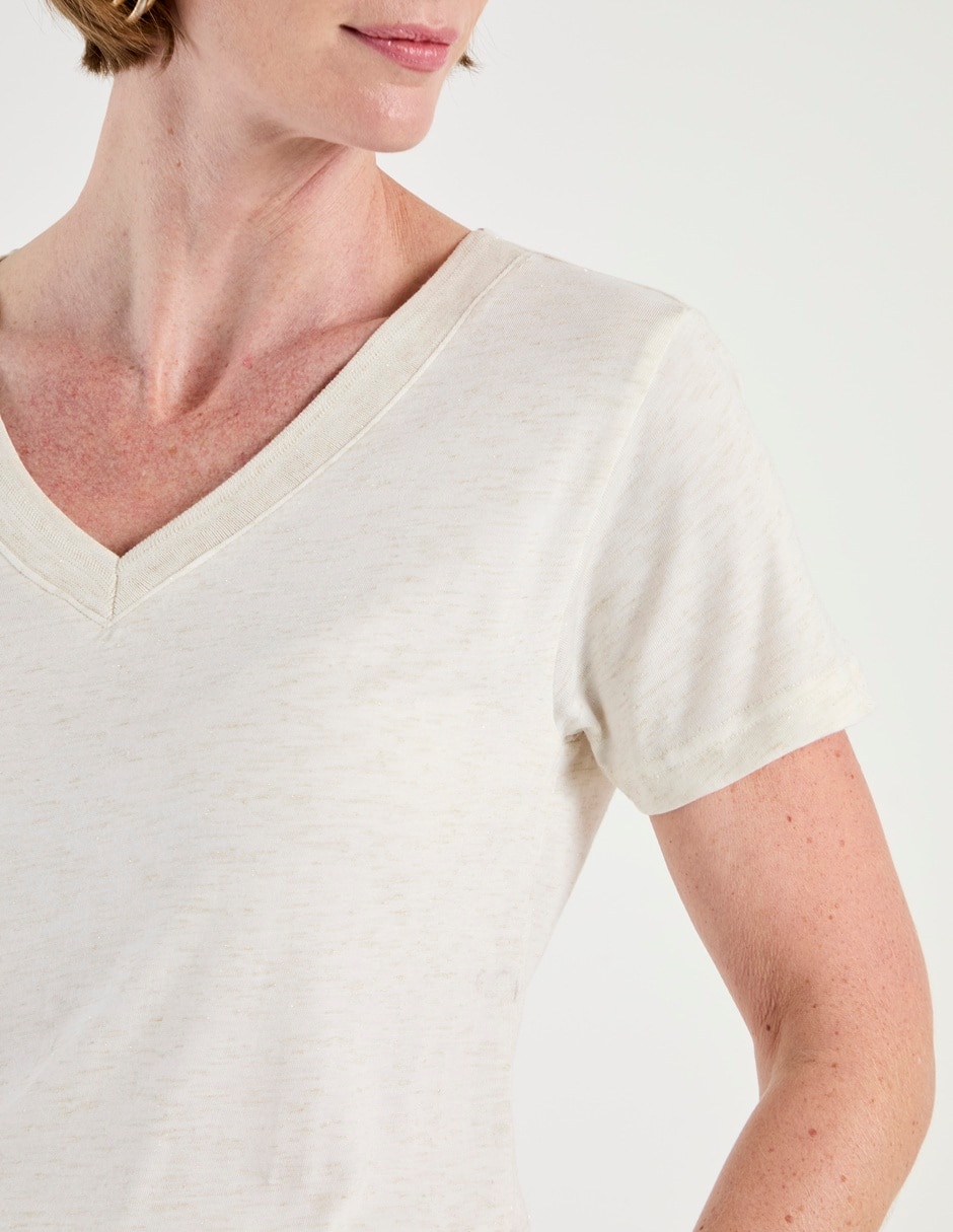 Playera manga corta cuello v para mujer 4