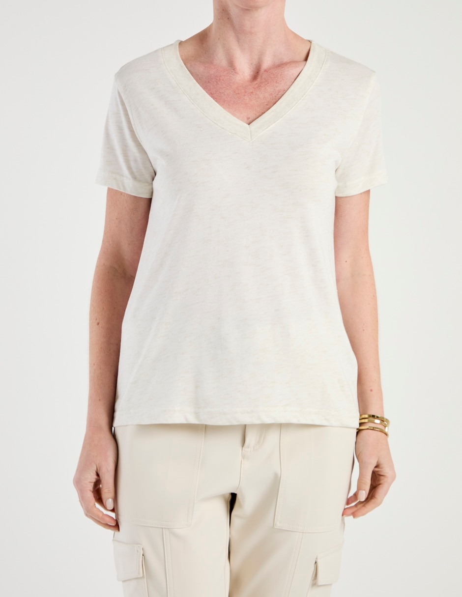 Playera manga corta cuello v para mujer 5