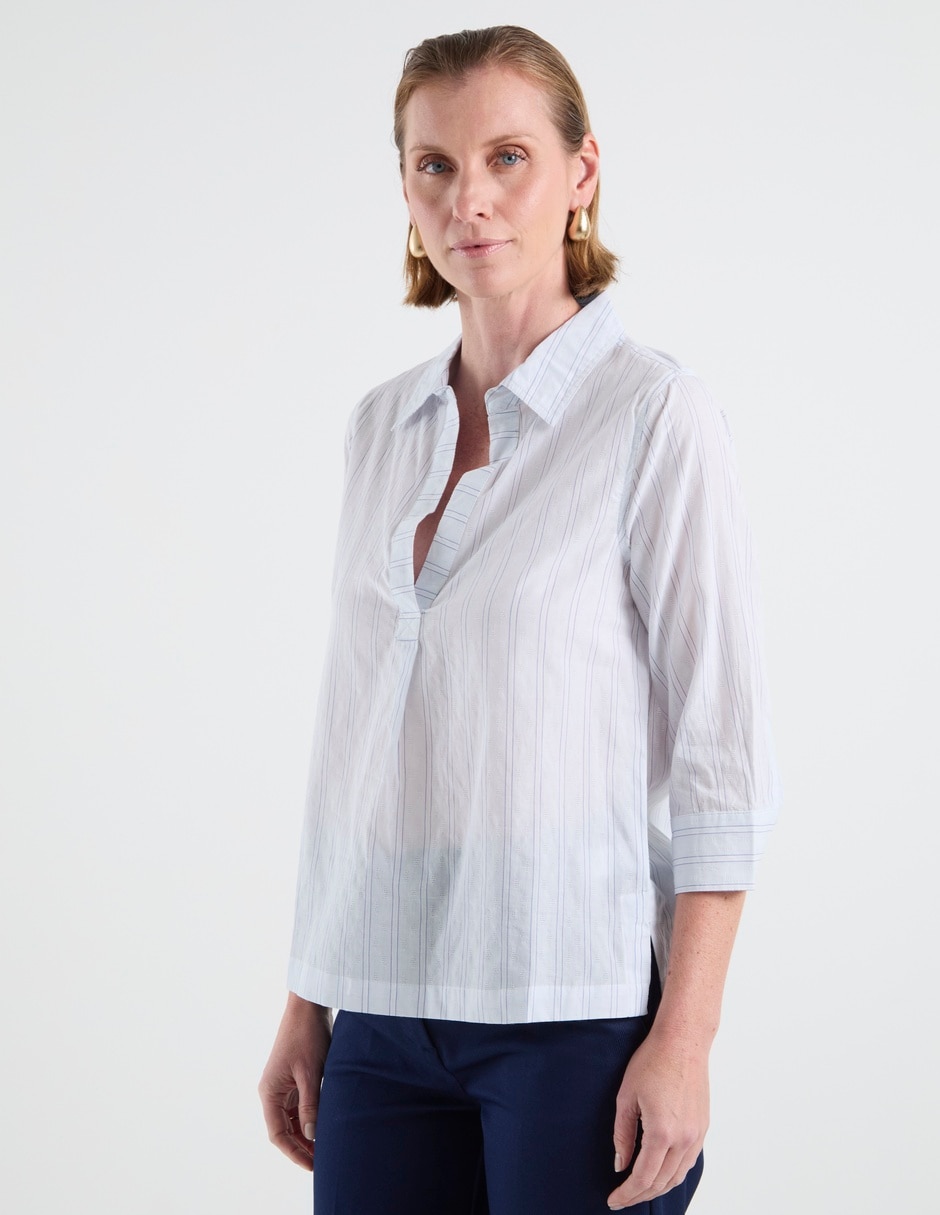 Blusa camisera manga 3/4 para mujer 1