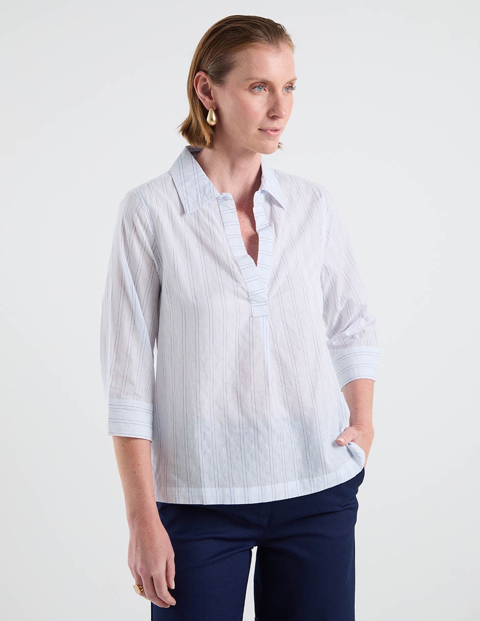 Blusa camisera manga 3/4 para mujer 7
