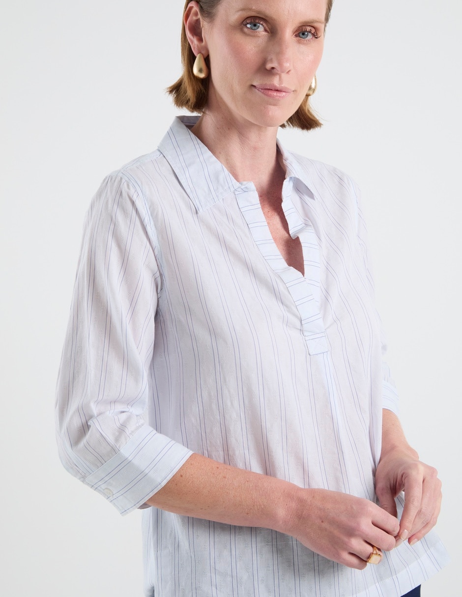 Blusa camisera manga 3/4 para mujer 10