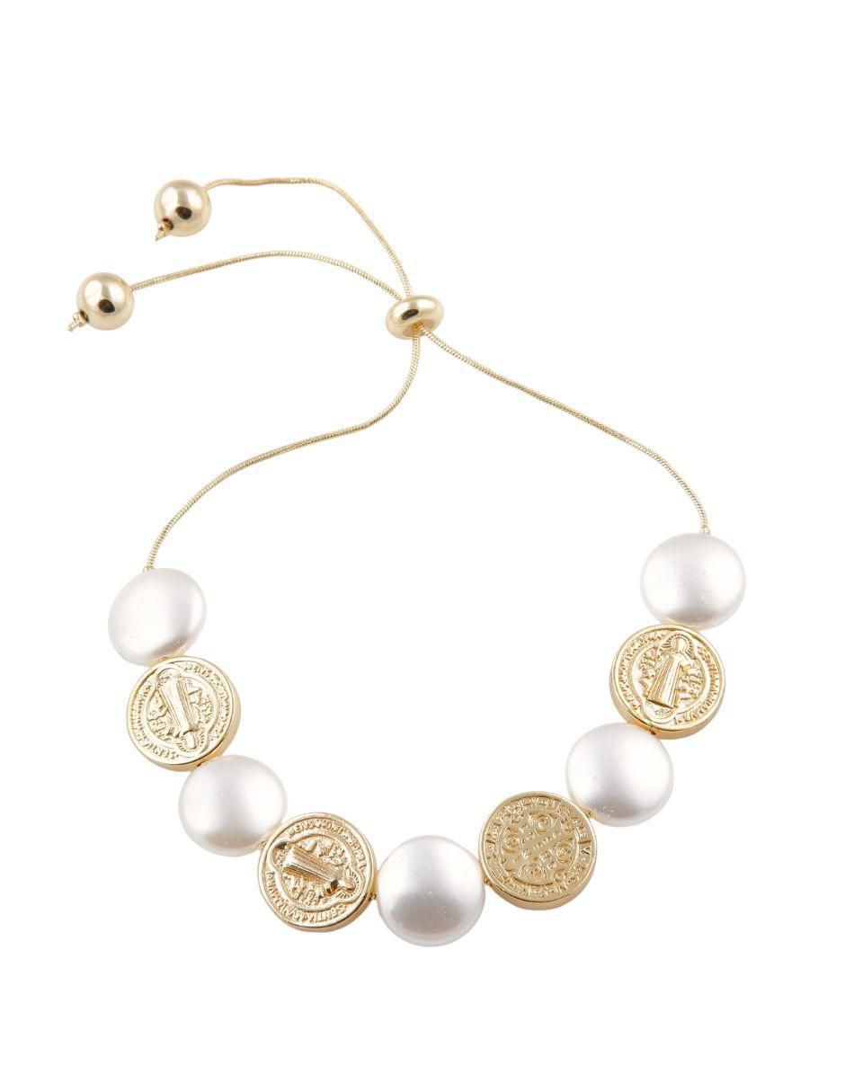 Pulsera con perla Alviria acabado baño de oro 18 K