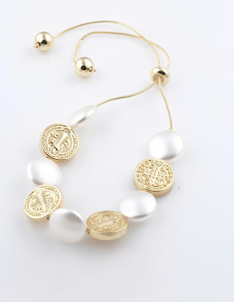 Pulsera con perla Alviria acabado baño de oro 18 K 2