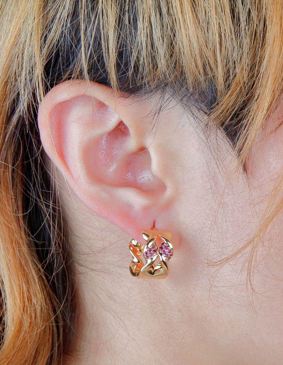 Aretes con acabado baño de oro 18 K 4