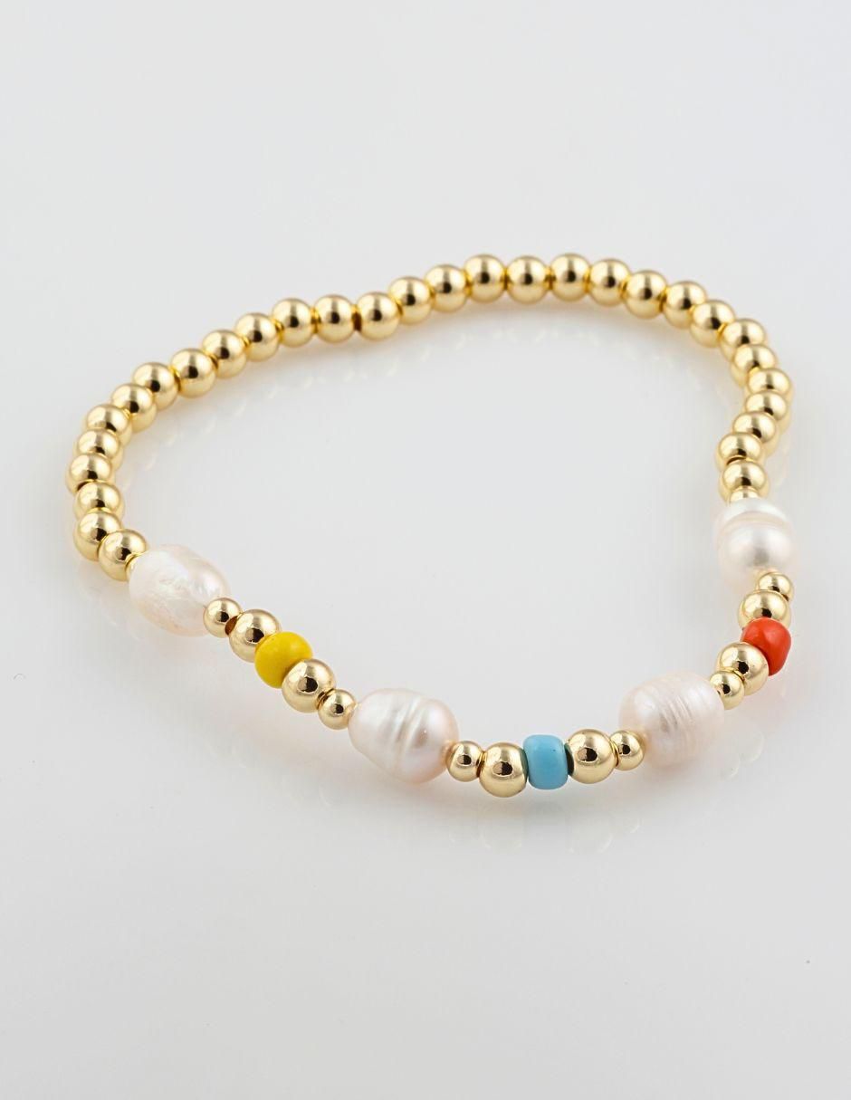 Pulsera con perla Riviera acabado baño de oro 18 K 2