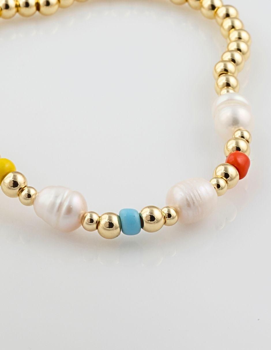 Pulsera con perla Riviera acabado baño de oro 18 K 3