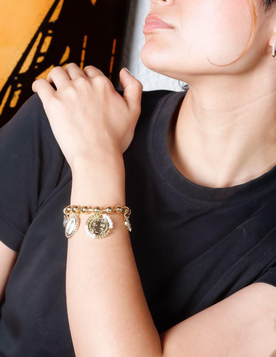Pulsera con zirconia Devota acabado baño de oro 18 K 6