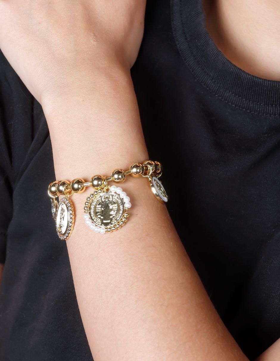 Pulsera con zirconia Devota acabado baño de oro 18 K 7