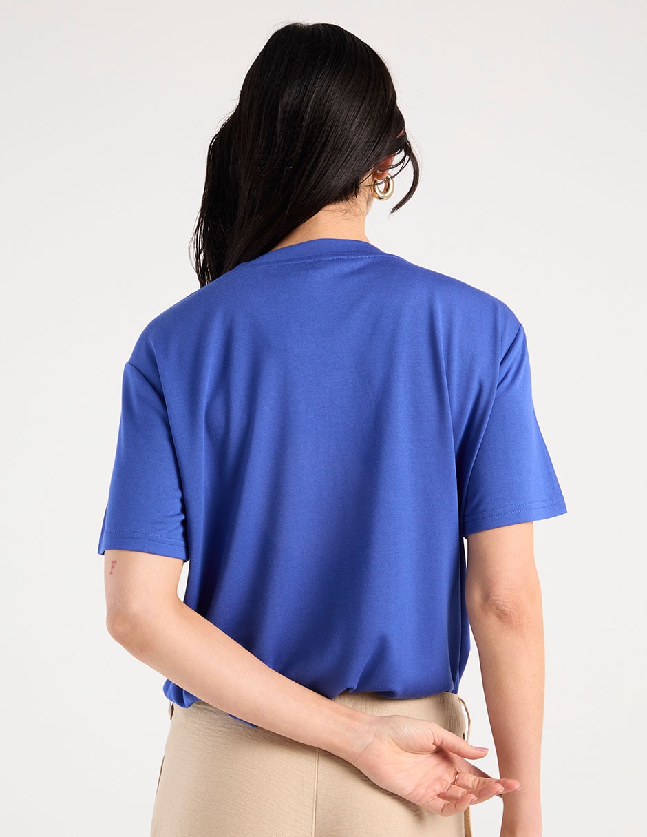 Playera manga al codo Lieb cuello v para mujer