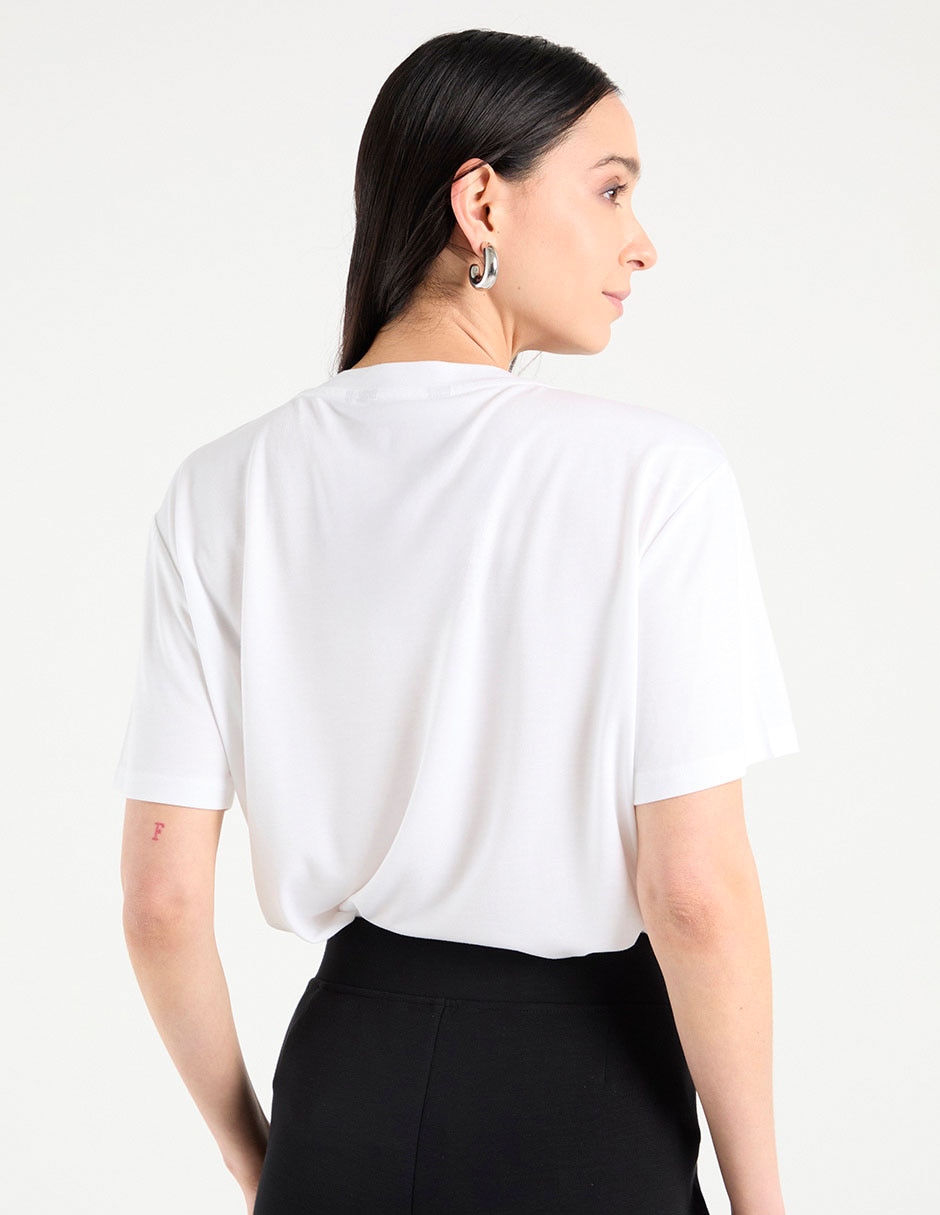 Playera manga al codo cuello v mujer 6