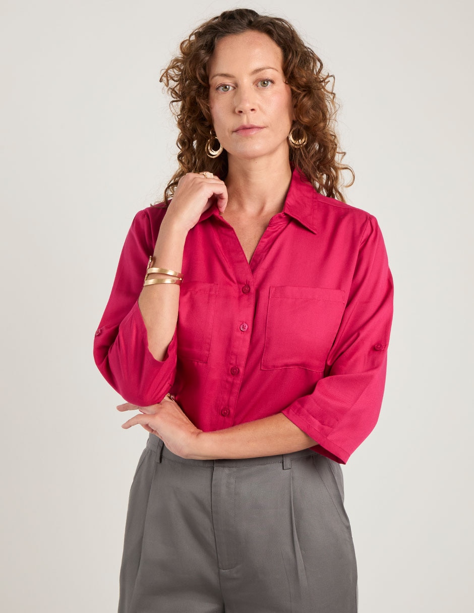 Blusa camisera manga 3/4 para mujer 8