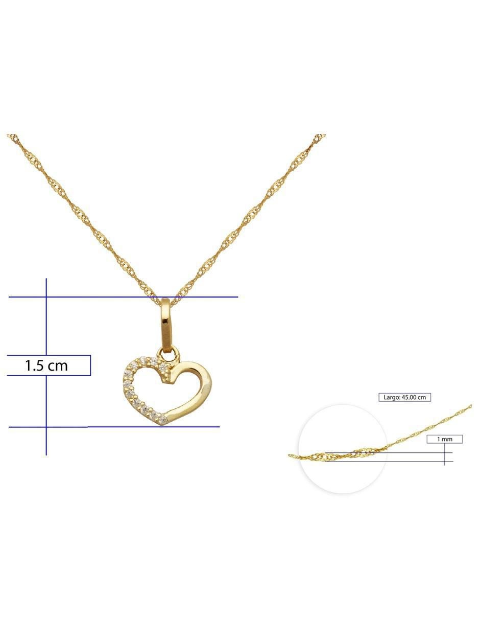 Collar corazón de oro 14 K 6