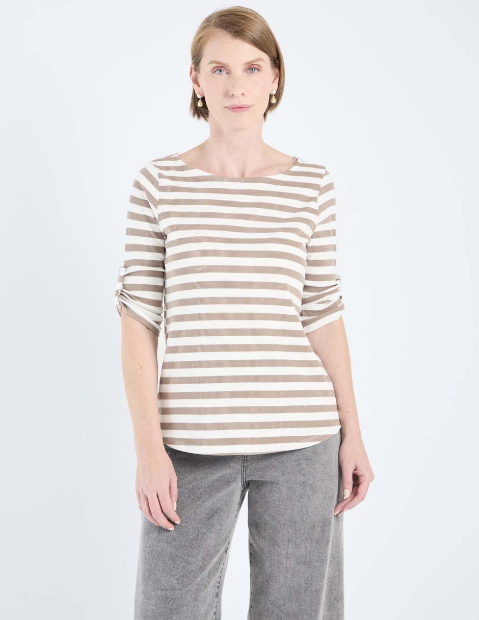 Playera manga 3/4 cuello redondo para mujer Playera manga 3/4 cuello redondo para mujer
