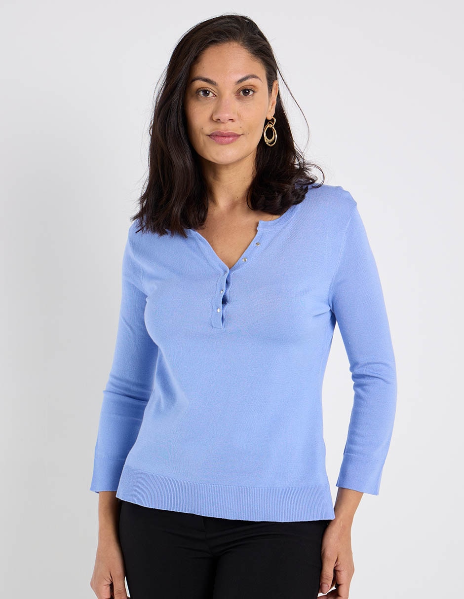 Suéter cuello con botón para mujer Suéter cuello con botón para mujer