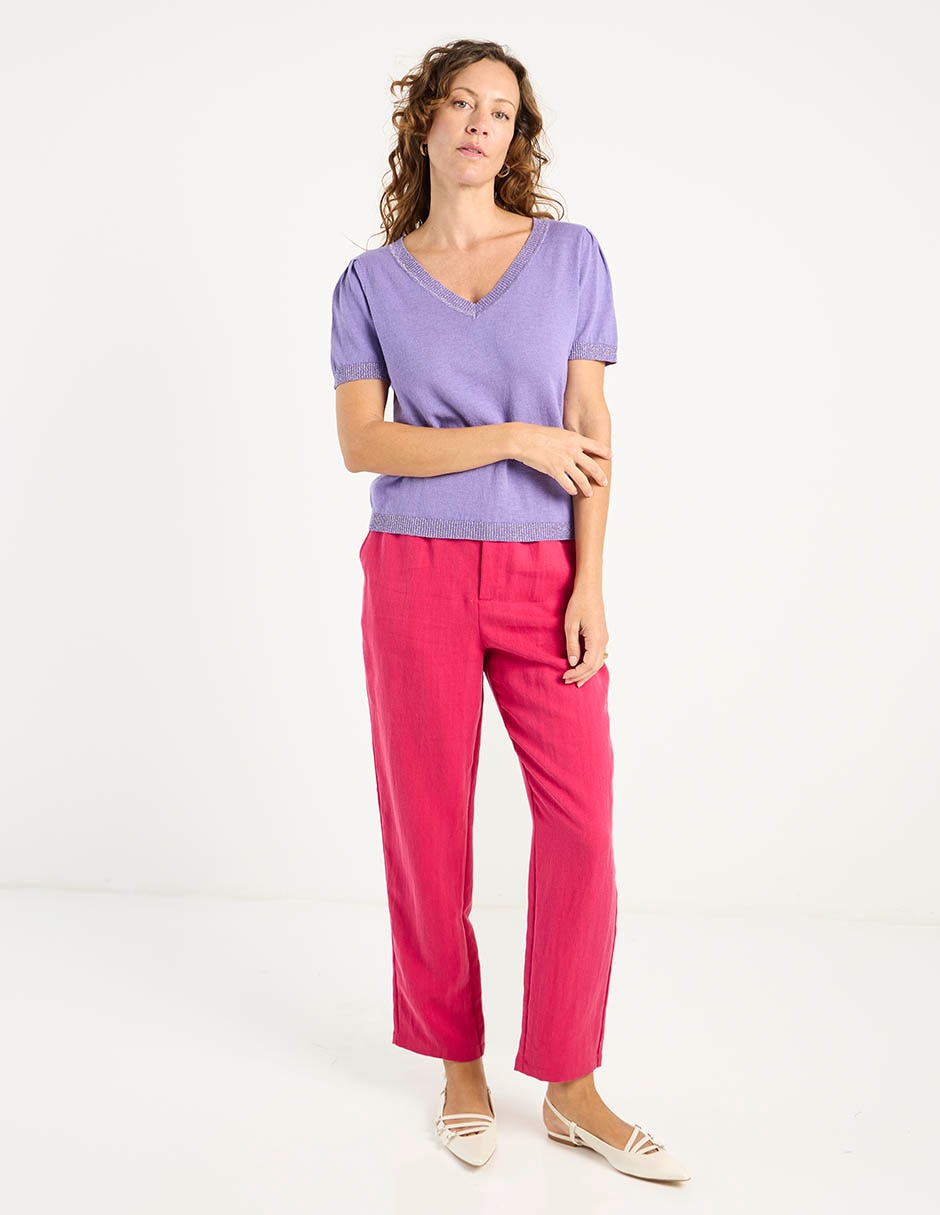Playera manga corta Lieb cuello v para mujer