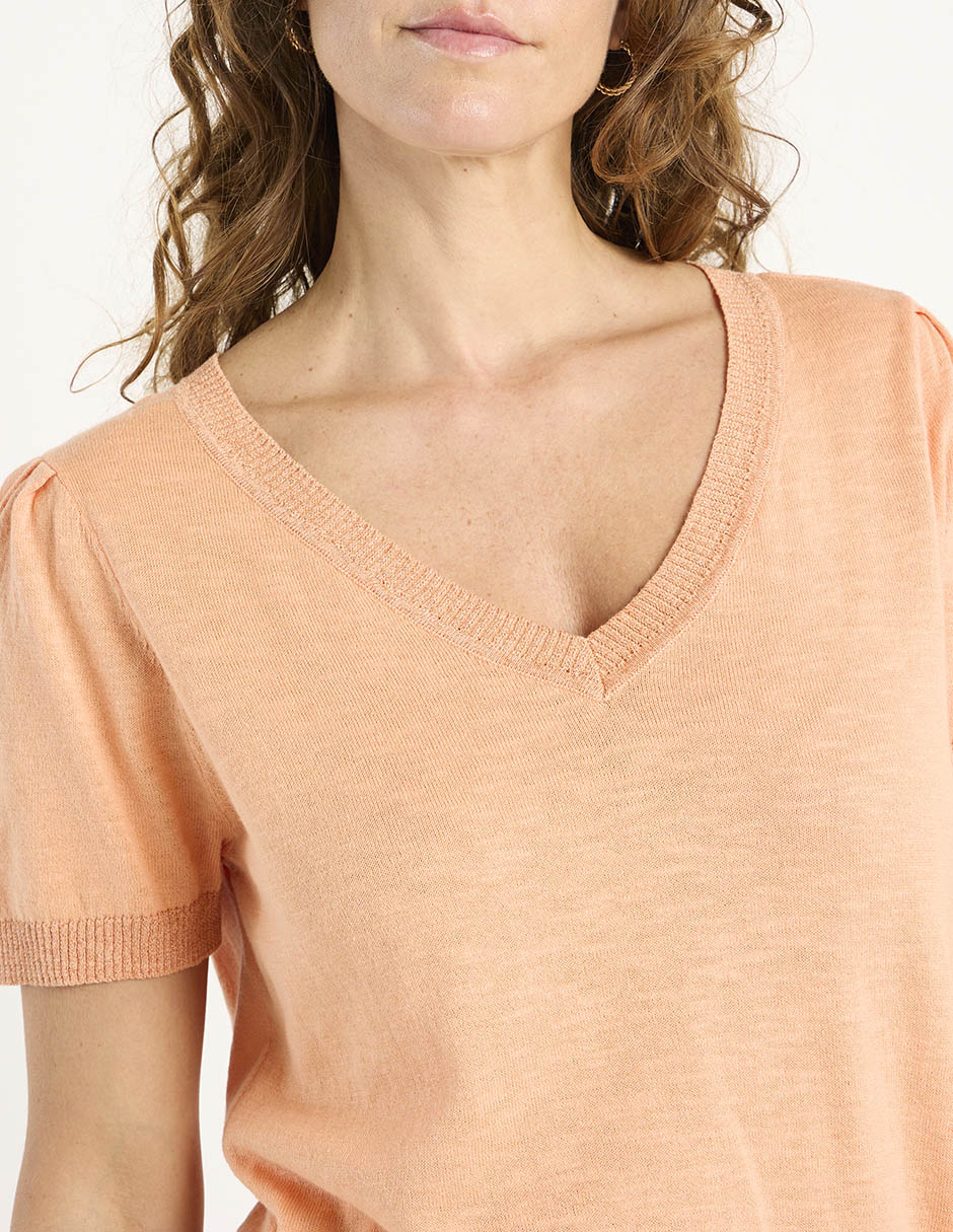 Playera manga corta cuello v para mujer 4