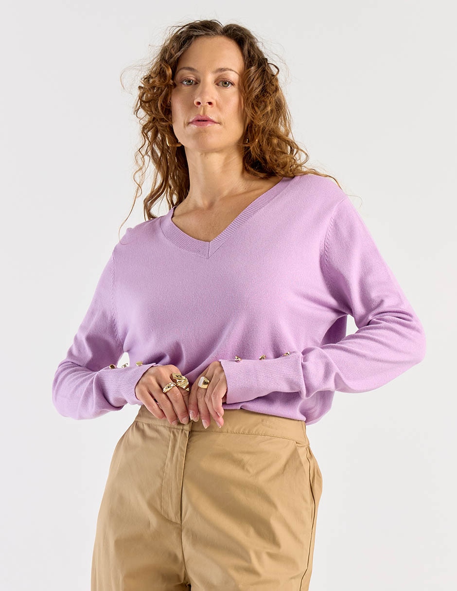 Suéter cuello V para mujer
