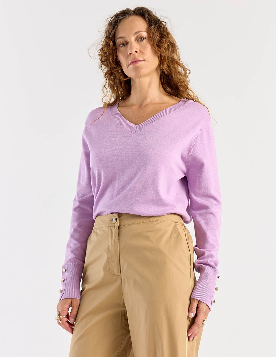 Suéter cuello V para mujer 2