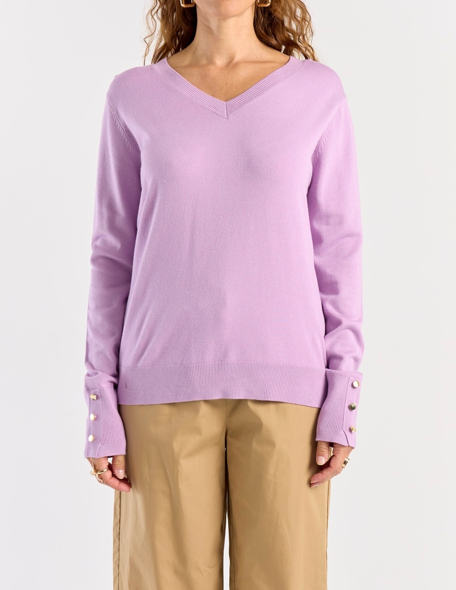 Suéter cuello V para mujer 7