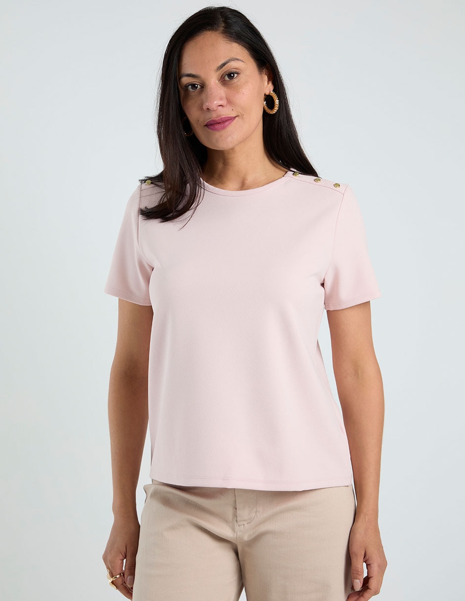 Playera manga corta cuello redondo para mujer 1