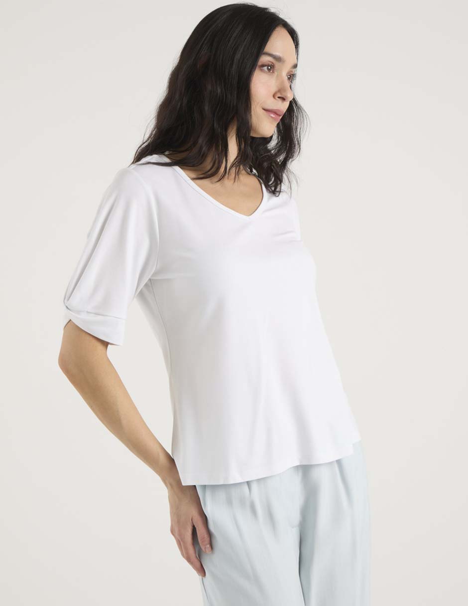 Playera manga corta Liz Claiborne cuello redondo para mujer