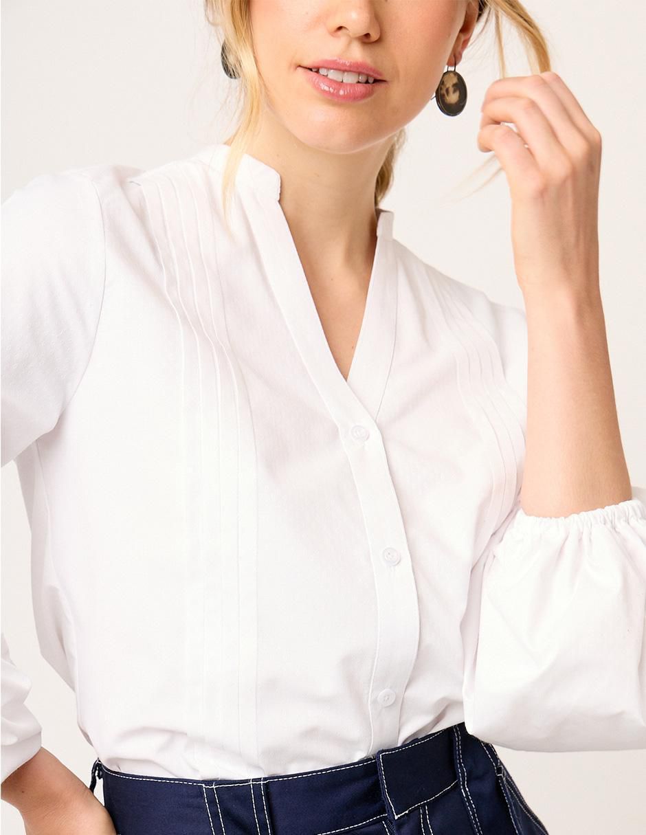 Blusa camisera Linea Pura manga larga para mujer