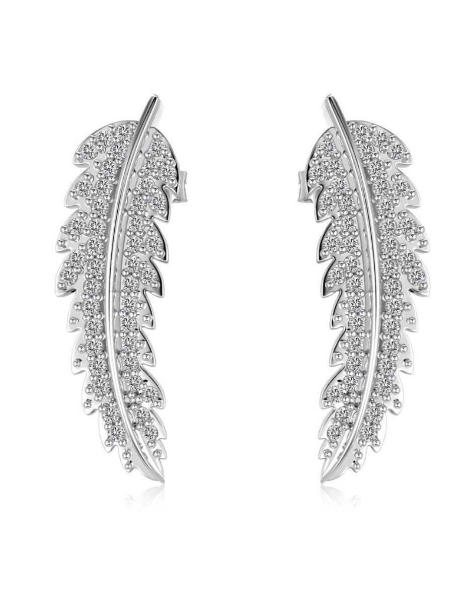 Aretes de hoja de plata P 925 con acabado baño de rodio Aretes de hoja de plata P 925 con acabado baño de rodio