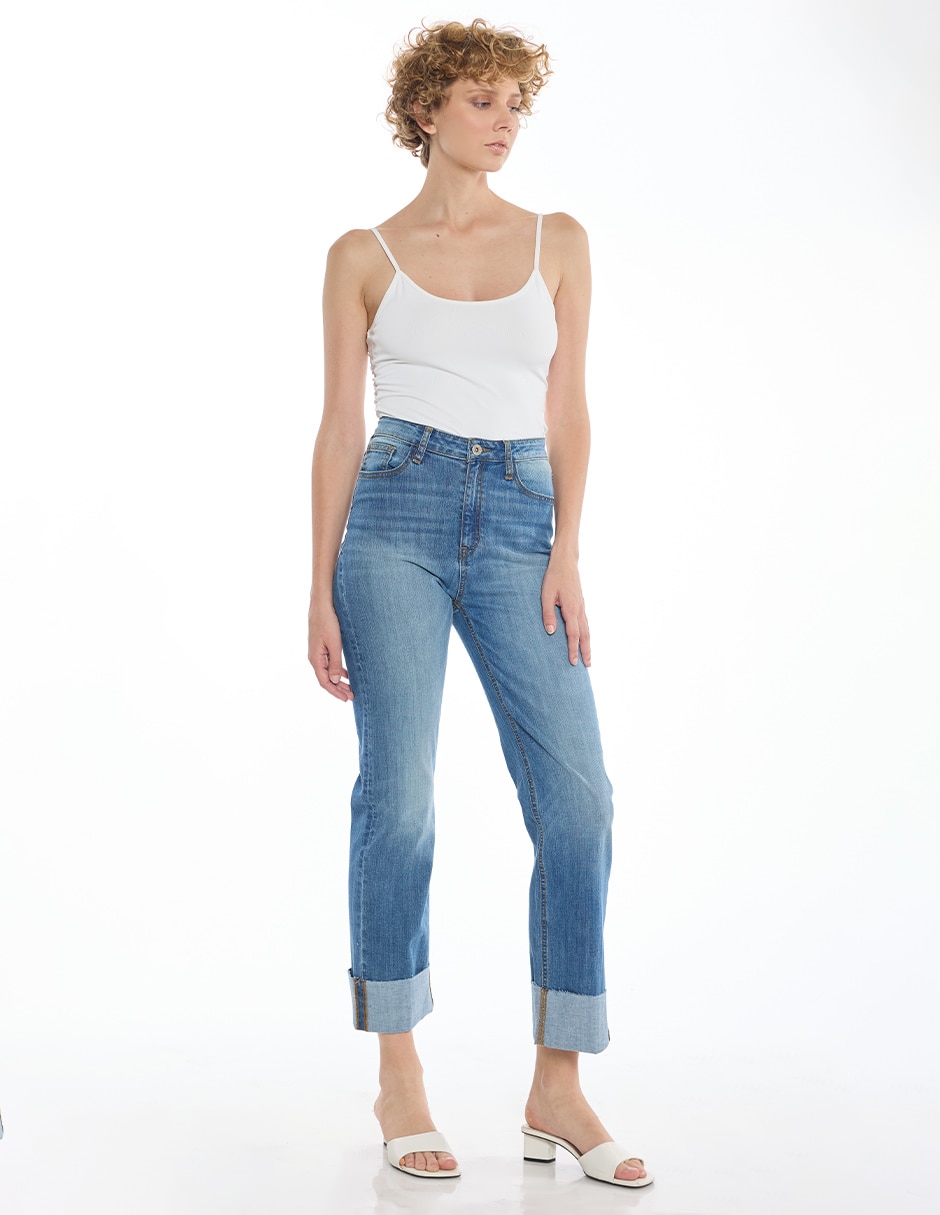 Jeans straight denim para mujer 5