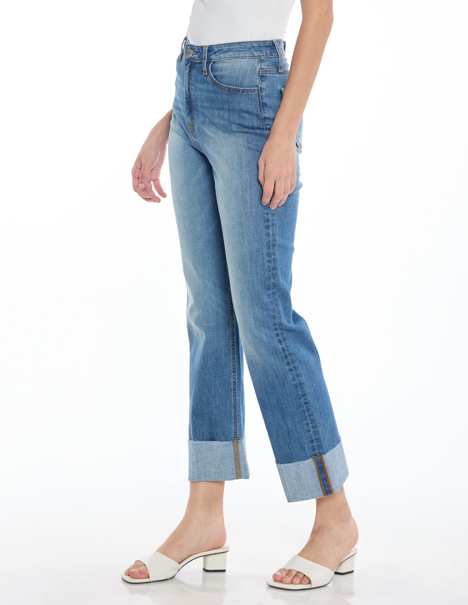 Jeans straight denim para mujer 4