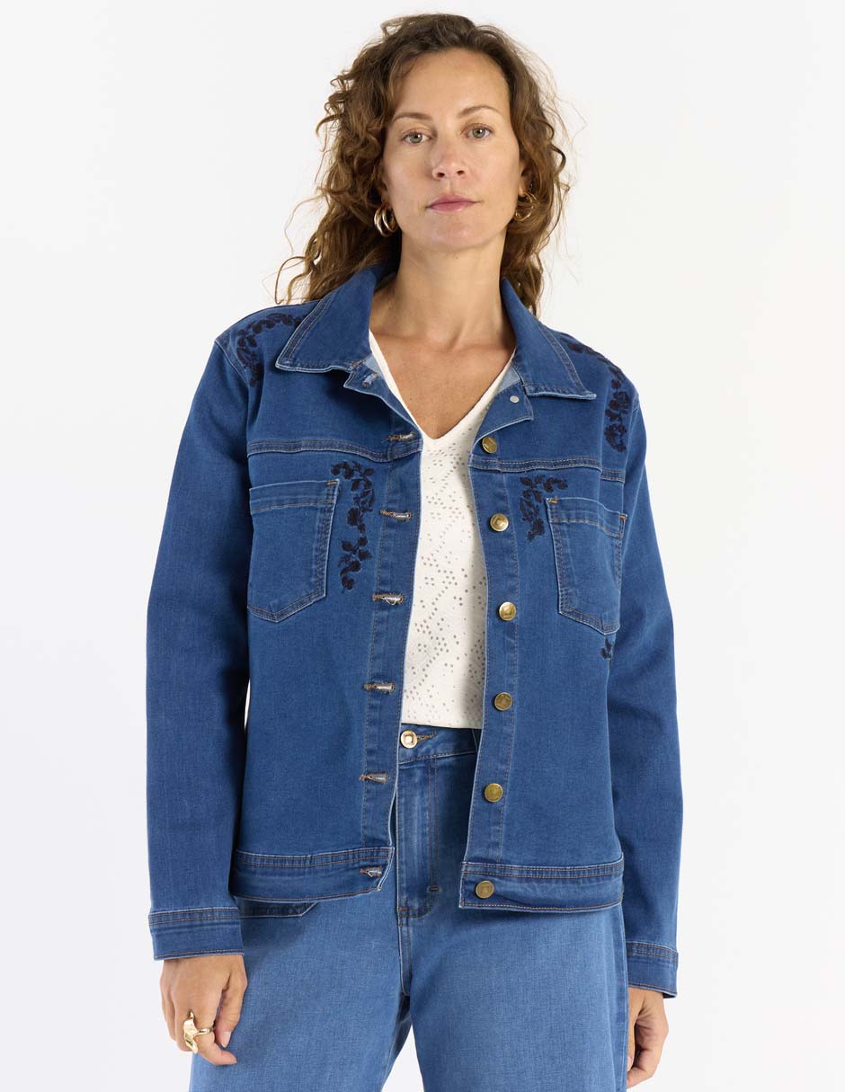 Chamarra casual Lieb de mezclilla para mujer