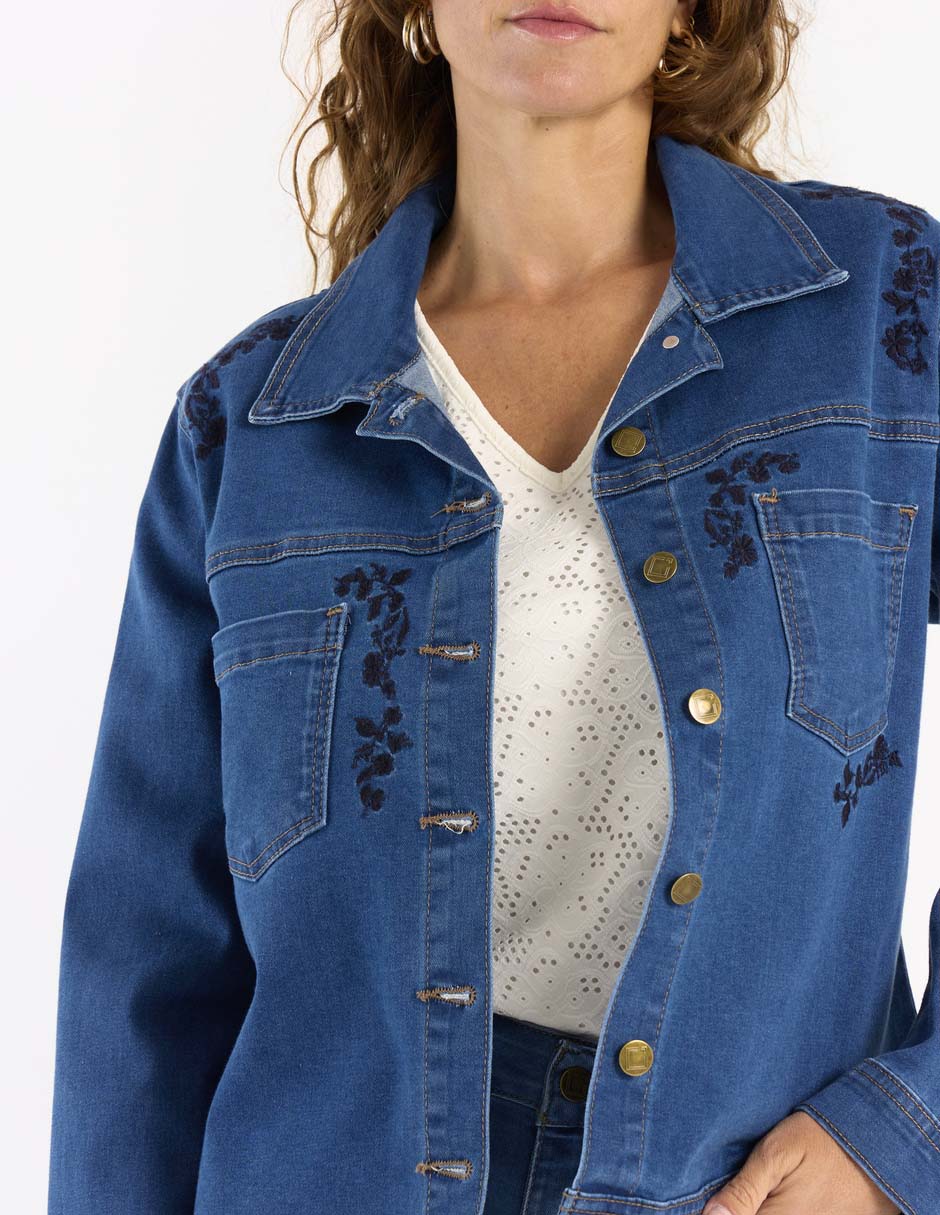 Chamarra casual Lieb de mezclilla para mujer
