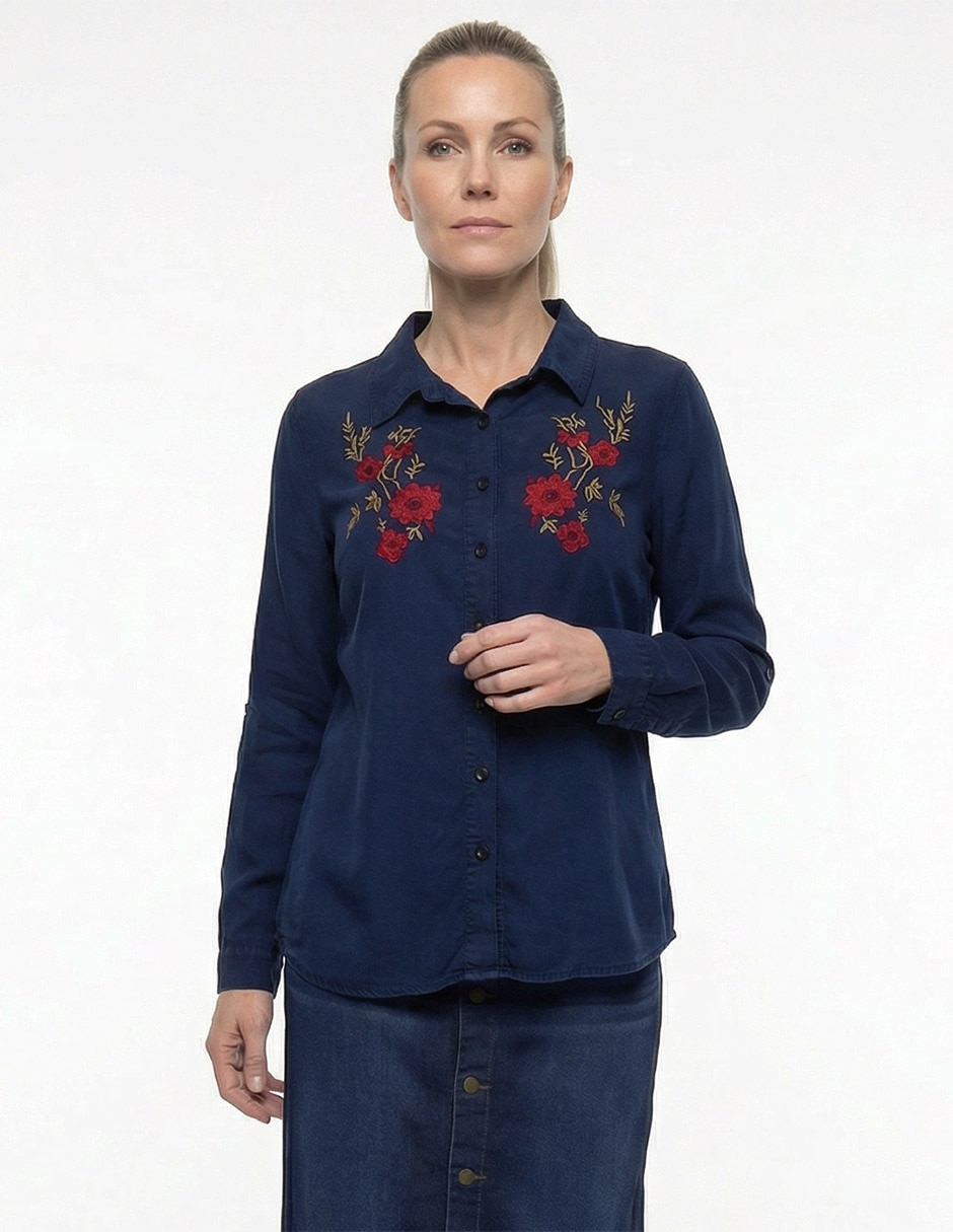 Blusa camisera manga larga para mujer 1