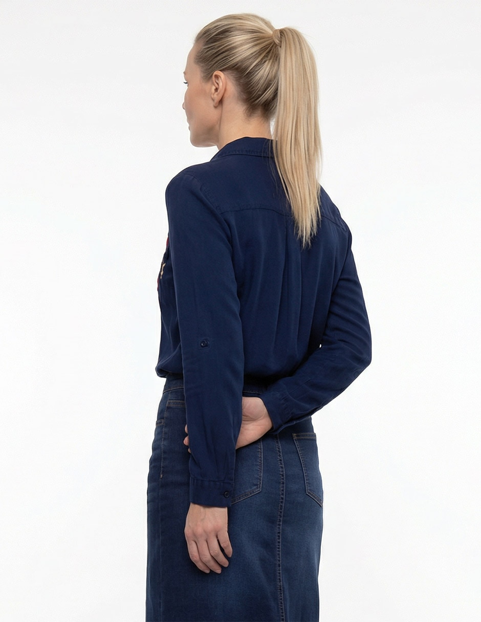 Blusa camisera manga larga para mujer 8