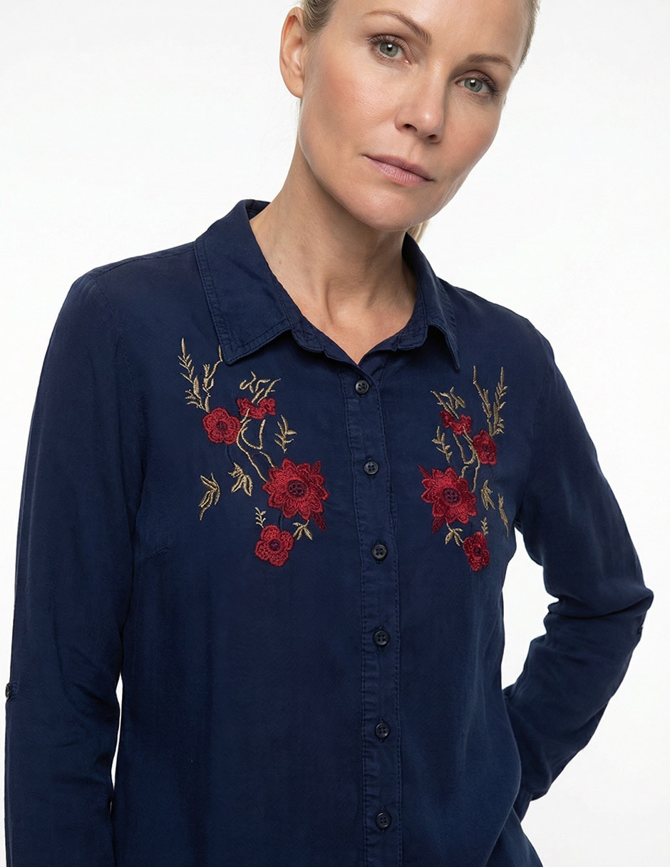 Blusa camisera manga larga para mujer 10